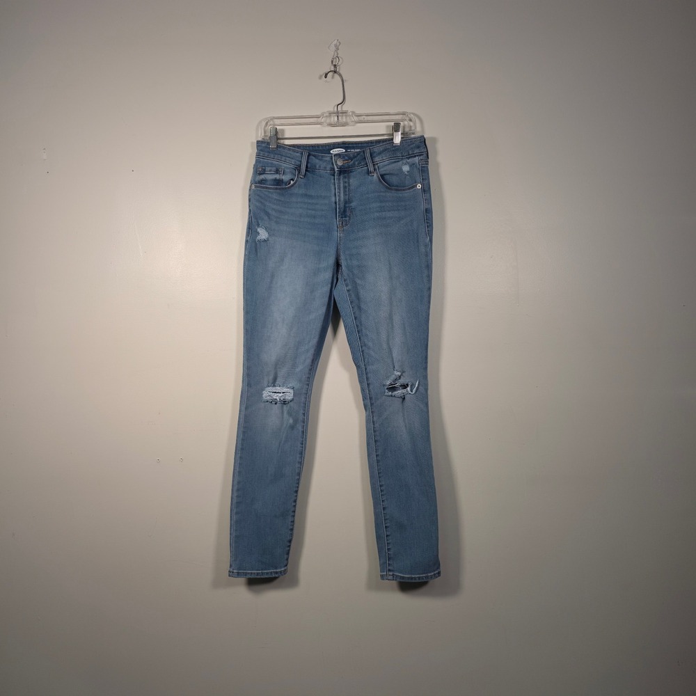 OLD NAVY Pop Icon Skinny Jeans Women 8 Blue Distressed Destroyed Denim 2000s Y2K